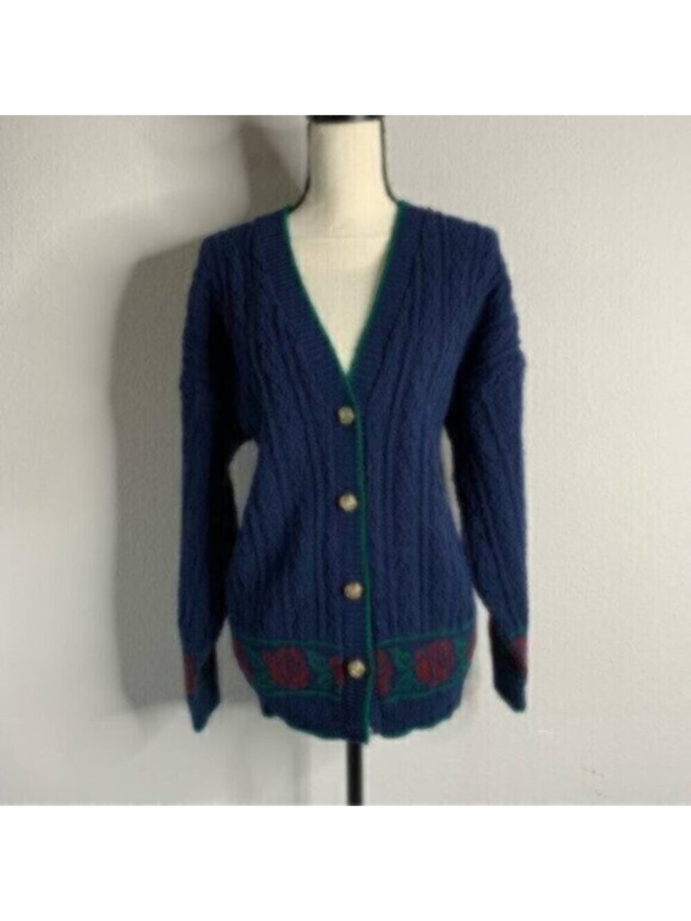 Lauren Ralph Lauren Rare Vintage Cable Cardigan Sweater With Gold Buttons - Picture 8 of 17